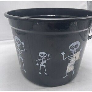 Halloween Trick Or Treat Black skeletons on the front Bucket